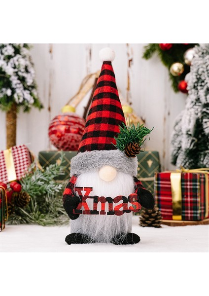 Noel Süslemeleri Noel Şapkası Heykelcik Kırmızı ve Siyah Alfabe Ayakta Gnomes Kadın (Yurt Dışından)