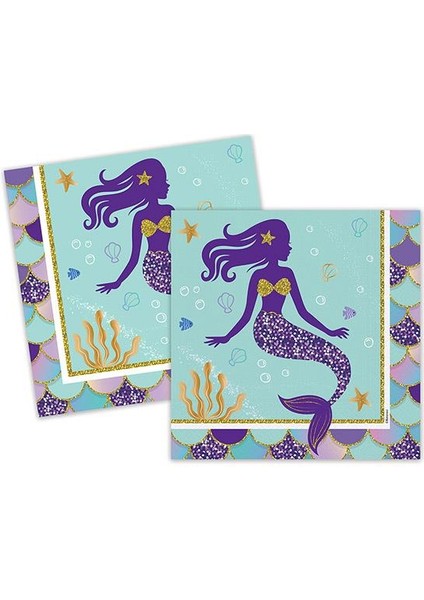 Pırıltılı Deniz Kızı Peçete 16'lı