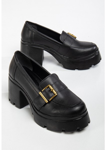 Kadın Tokalı Loafer Topuklu Ayakkabı