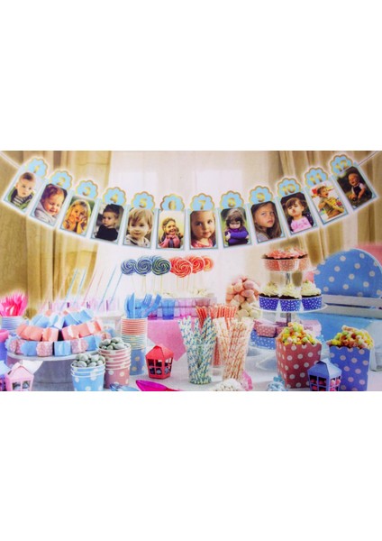 12 Ay Resimli Banner Mavi