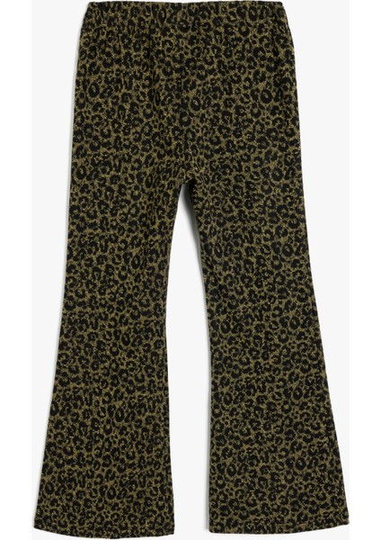 Ispanyol Paça Pantolon Leopar Desenli Beli Lastikli fiyatları
