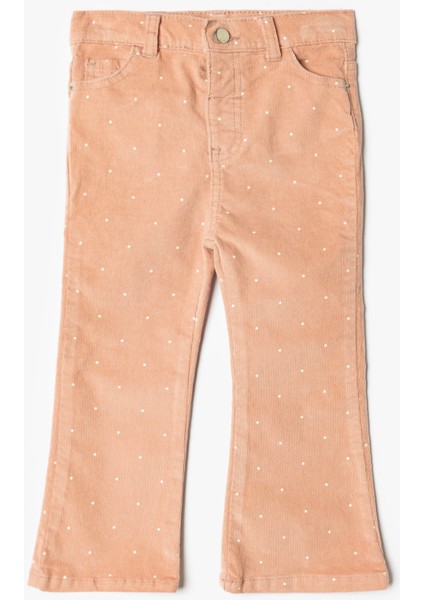 Kadife Pantolon Ispanyol Paça Pamuklu Cep Detaylı