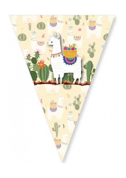 Lama Kaktüslü Üçgen Flama