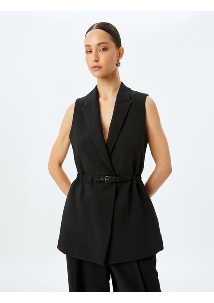 Kemerli Kruvaze Uzun Blazer Yelek modelleri