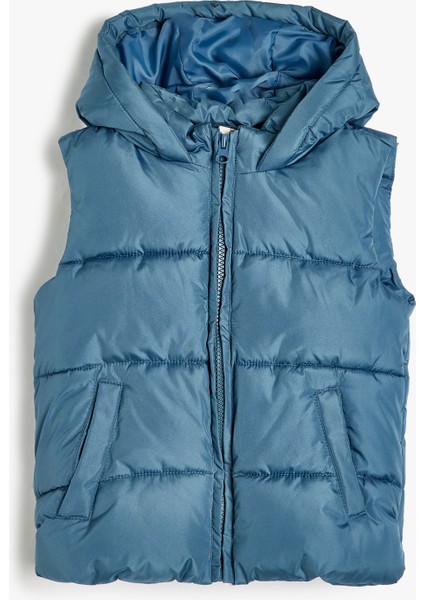 Kapşonlu Mevsimlik Şişme Yelek Cep Detaylı