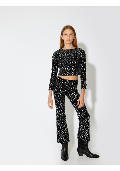 Ispanyol Paça Pantolon Parlak Yıldız Baskılı fiyatları