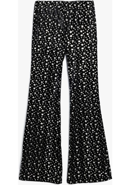 Ispanyol Paça Pantolon Parlak Yıldız Baskılı modelleri