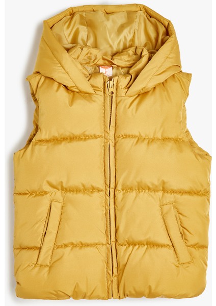 Kapşonlu Mevsimlik Şişme Yelek Cep Detaylı