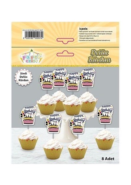 Happy Birthday Simli Eva Delux Kürdan Seti 8'li fiyatları