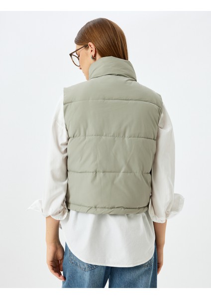 Dik Yaka Fermuarlı Cepli Kısa Şişme Yelek fırsatları