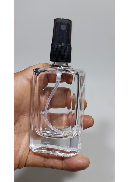 10 Adet 50 ml Boş Kolonya ve Parfüm Şişesi Siyah Renk Sprey