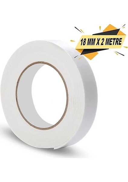 Çift Taraflı Beyaz Köpük Bant 18MM x 2 Metre