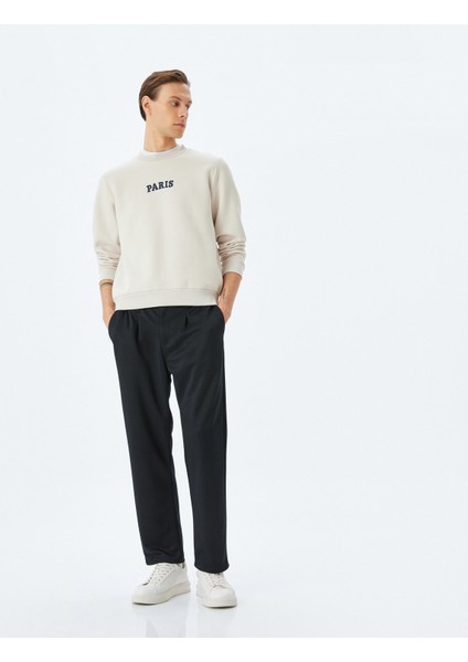 Bisiklet Yaka Pamuk Karışımlı Şardonlu Slogan Işlemeli Sweatshirt fiyatları