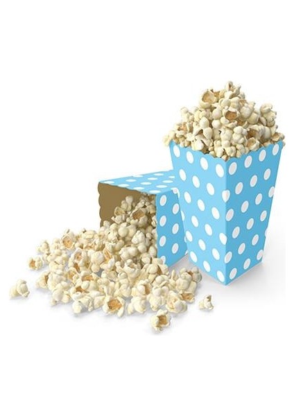 Beyaz Puantiyeli Mavi Mısır Kutusu 8'li