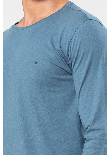 Erkek Bisiklet Yaka Uzun Kollu Modal Pijama Takımı 2244/İNDIGO
