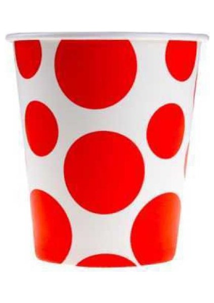 Kırmızı Karışık Puantiyeli Karton Bardak 8'li