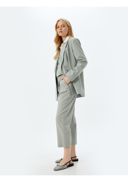 Yüksek Bel Kumaş Pantolon Mom Fit Cepli
