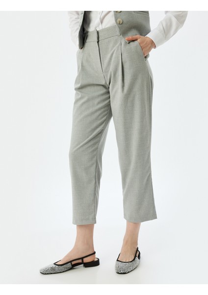 Yüksek Bel Kumaş Pantolon Mom Fit Cepli modelleri