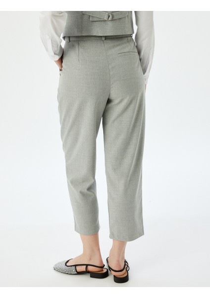 Yüksek Bel Kumaş Pantolon Mom Fit Cepli fırsatları