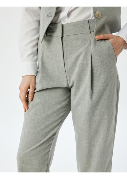 Yüksek Bel Kumaş Pantolon Mom Fit Cepli indirimleri