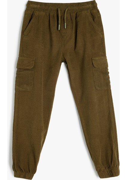 Kadife Pantolon Kargo Cep Detaylı Beli Bağlamalı Pamuklu modelleri