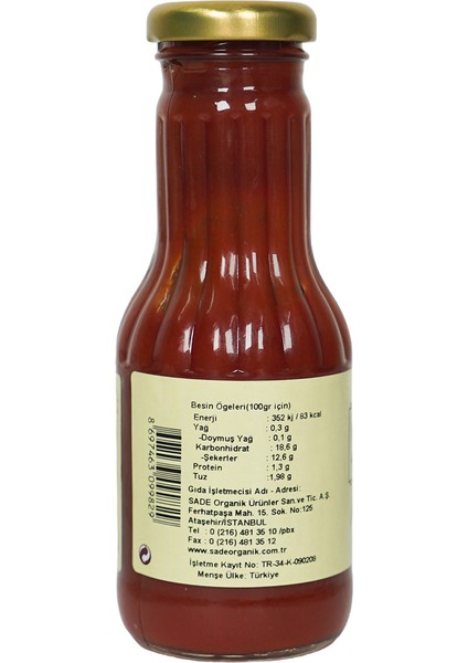 Organik x 2 Adet Ketçap 280 gr
