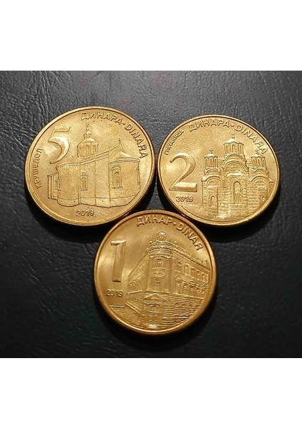 Sırbistan 1-2-5 Dinar 2019 Lotu Çil Yabancı Madeni Para Koleksiyon / 1.800