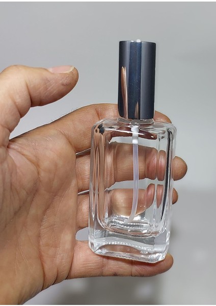 10 Adet 50 ml Cam Yeniden Doldurulabilir Sprey Kolonya Boş Parfüm Şişe Gümüş Renk Kapaklı