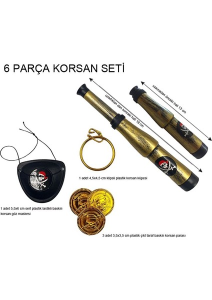 Halloween Plastik Korsan Maske Küpe Para Dürbün Seti 6 Parça fiyatları