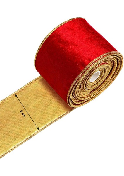 Yılbaşı Ağacı Süsleme Kurdelesi Hediye Paketleme Kurdelesi Kadife Kırmızı 6 cm fiyatları
