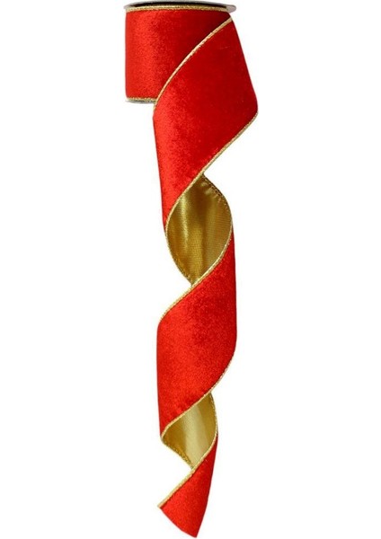 Yılbaşı Ağacı Süsleme Kurdelesi Hediye Paketleme Kurdelesi Kadife Kırmızı 6 cm modelleri