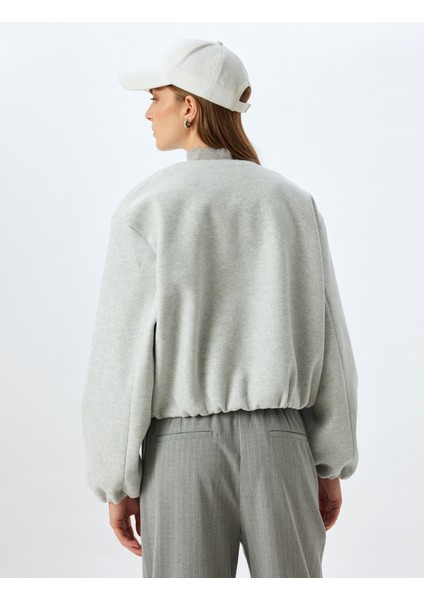 Crop Bomber Ceket Yumuşak Dokulu Yuvarlak Yaka Cepli Astarlı fırsatları