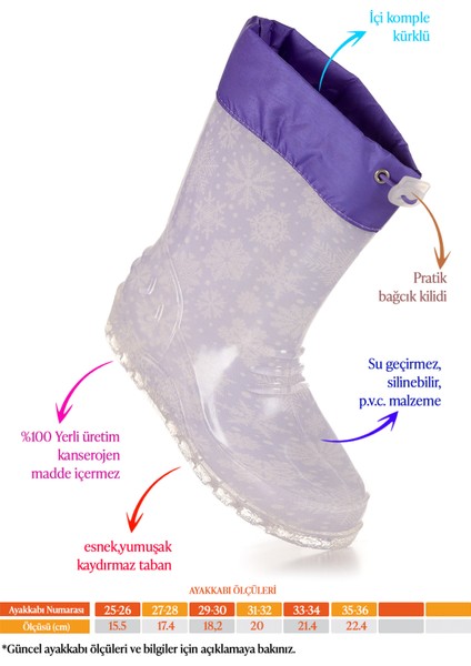 Savana Su Geçirmez Kız Çocuk Yağmur Çizmesi fiyatları