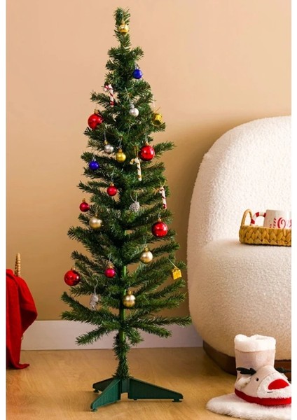 120 cm Yılbaşı Çam Ağacı Seti -Süs-Led Işık