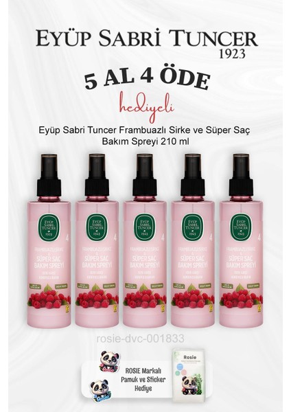 Frambuazlı Sirke ve Süper Saç Bakım Spreyi 210 ml 5 Al 4 Öde ve Rosie Pamuk