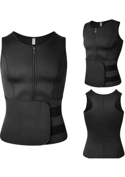 Vücut Şekillendirici Termoform Yelek Terleme Bel Sırt Karın Spor Korsesi Fermuarlı Sauna Yelek M-L-XL Beden uyumlu