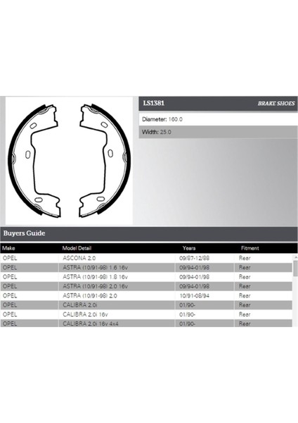 El Fren Balatası Vectra A Vectra B Astra F Omega B