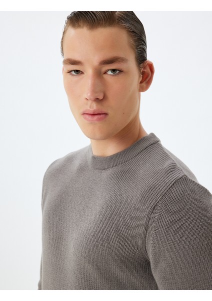 Triko Kazak Basic Bisiklet Yaka Uzun Kollu Yün Karışımlı