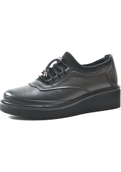 502.02 Hakiki Deri Siyah Streç Lastikli Ortopedik Dolgu Topuk Kadın Anne Ayakkabı fiyatları