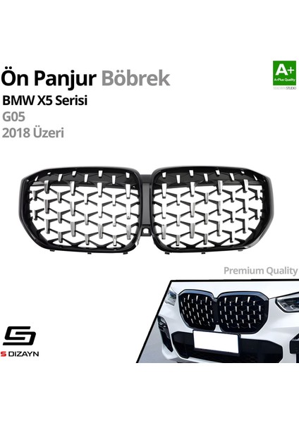 S-Dizayn Bmw X5 G05 Ön Panjur Böbrek Parlak Siyah Çerçeveli Krom Diamond Model 2018 Üzeri fiyatları