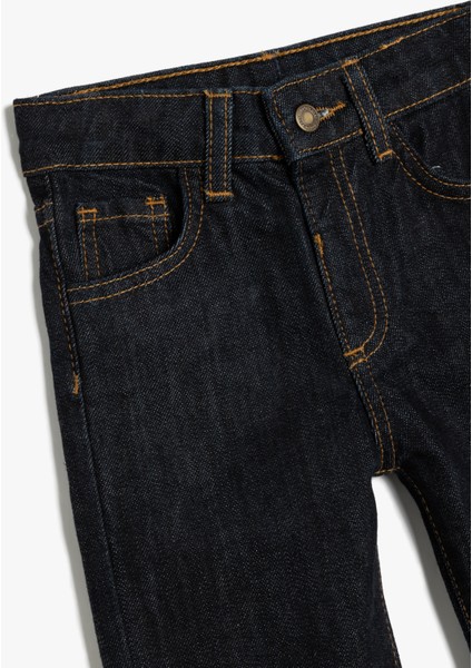 Kot Pantolon Cep Detaylı Beli Lastikli Pamuklu modelleri