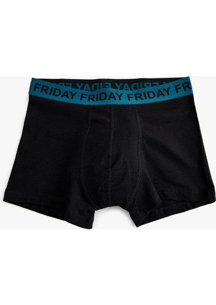 3'lü Boxer Seti Slogan Baskılı Pamuklu