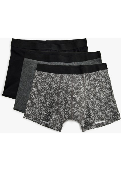 Boxer Seti 3'lü Slim Fit Palmiye Baskılı Pamuk Karışımlı