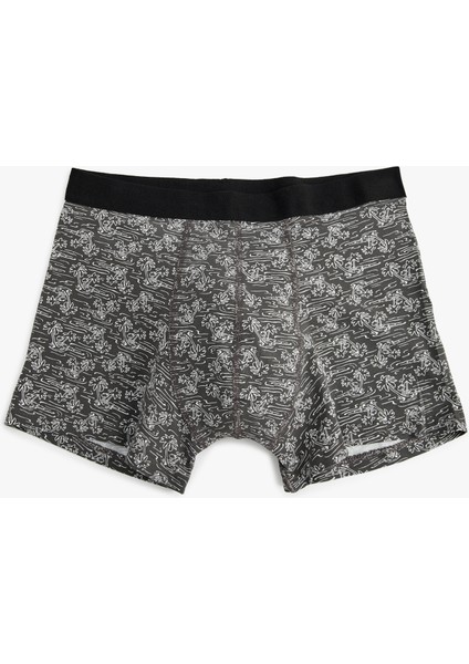 Boxer Seti 3'lü Slim Fit Palmiye Baskılı Pamuk Karışımlı
