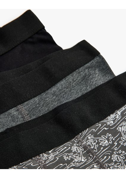Boxer Seti 3'lü Slim Fit Palmiye Baskılı Pamuk Karışımlı