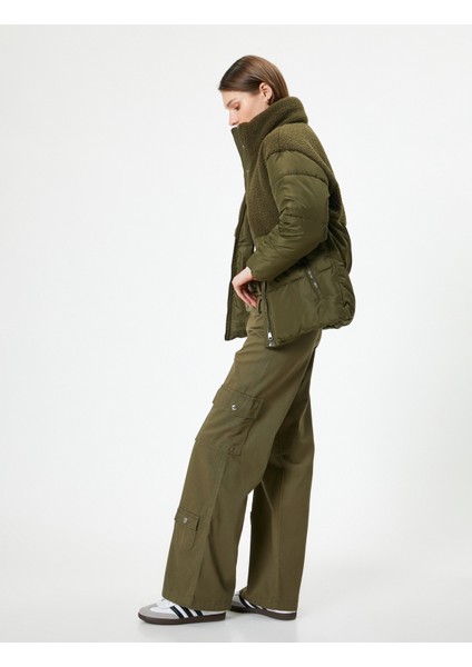 Şişme Mont Peluş Detaylı Dik Yaka Fermuarlı Cepli fiyatları