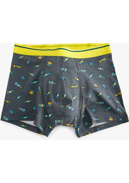 Pamuklu Şişe Baskılı Oversize 3'lü Boxer Seti