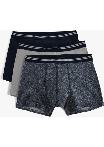 3'lü Boxer Seti Yaprak Baskılı Rahat Kesim Pamuklu