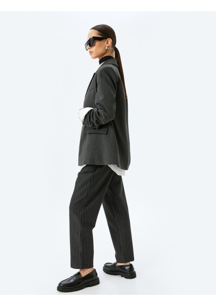 Beli Lastikli Bağlamalı Çizgili Havuç Kesim Kumaş Pantolon fiyatları