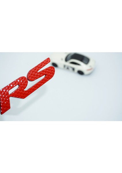 Rs Karbon Desen Bagaj 3m 3D Kırmızı Metal Logo Amblem
